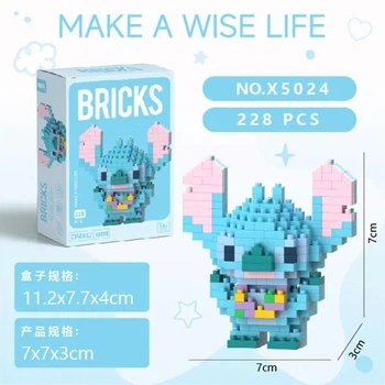 Конструктор фигурка BRICKS пиксели Стич 228 деталей X5024