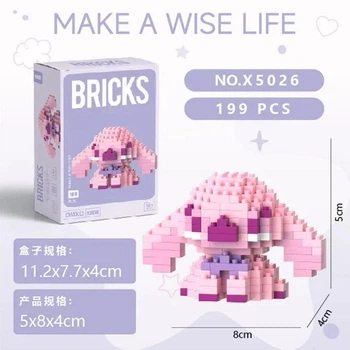 Конструктор фигурка BRICKS пиксели Стич Ангел 199 деталей X5026