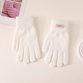 Рукавички жіночі в'язані Soft Moments Fashion з відкритими кінчиками пальців білі (розмір M)
