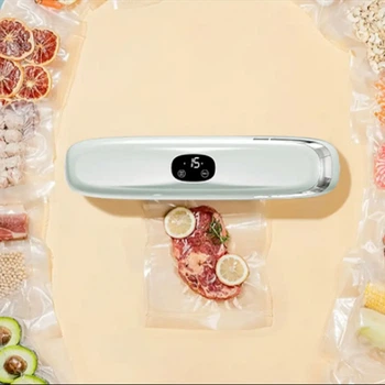 Вакуумний пакувальник для продуктів з пакетами побутовий вакууматор для м'яса риби та овочів для збереження свіжості та смаку