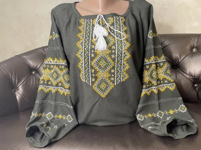 Стильна гуцульська вишиванка на білому домотканому полотні ручної роботи ж-2099. 2XL