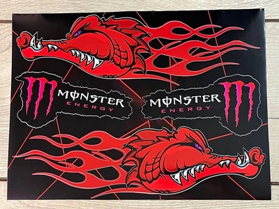 Наклейки Monster Energy Crocodile Крокодил Дракон пак наклейок вінілових для Мото скутер мопед . Цвет красный