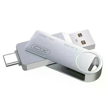 USB Флешка металлическая 2в1 256GB Type-C/USB 3.0 для телефона, компьютера XO DK03 Серый