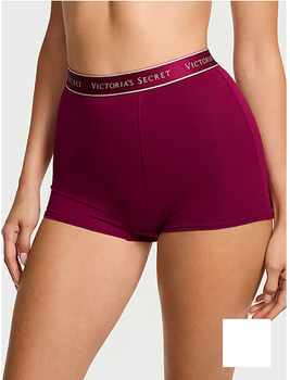 Жіночі трусики Victoria Secret (42112955166922) Logo Cotton High-Waist Boyshort L бордові