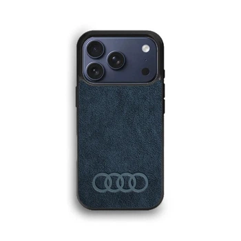 Чехол из премиальной Алькантары для iPhone 17 Pro Max Audi синий with MagSafe