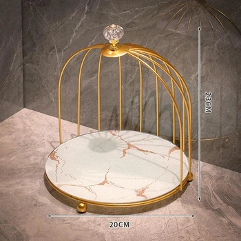 Шкатулка для хранения косметики Птичья клетка Одноярусная белый/золото