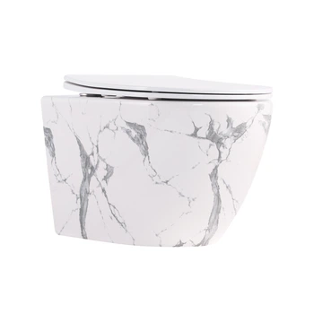 Унитаз подвесной Robin Ultra Quiet 490×365×325 мм, Marble, с сиденьем Slim Duroplast / Soft-close / Quick Release QT13332381АSMR Qtap