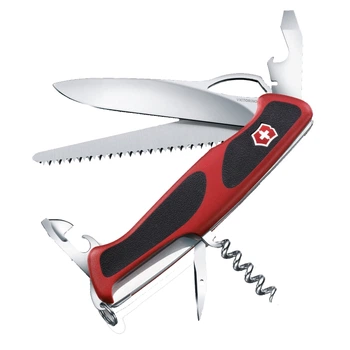 Ніж складний, мультитул Victorinox Rangergrip 55 (130мм, 12 функцій), червоно-чорний 0.9563.C