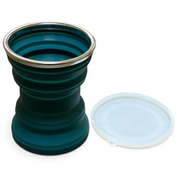 Силіконова складна чашка Primolux Travel SS04 туристична для подорожей з кришкою 320ml - Teal