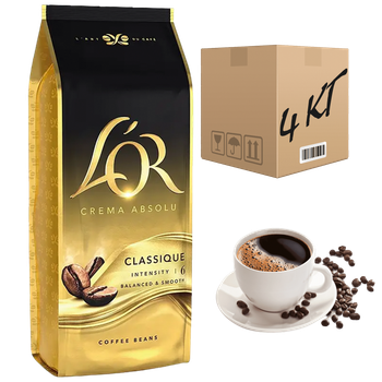 Кофе в зернах L`OR Crema Absolute Classic 1 кг (ящик 4кг)