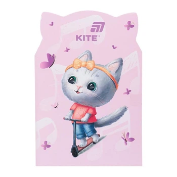 Блокнот на скобе Kite Pink cat "Котёнок на самокате" В6 48 листов клетка м/обл (K25-461-2)