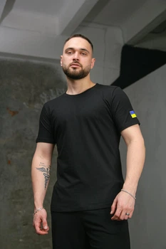 Мужская футболка с флагом Украины на плече Intruder прямого кроя чорная/XL