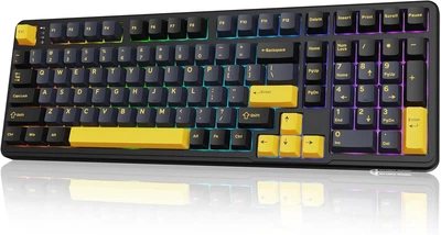 Механічна бездротова клавіатура Attack SHARK X98 2.4G/Bluetooth/Кабель, HOT SWAP, RGB, Win/Mac OS, ENG+UA, Black-orange