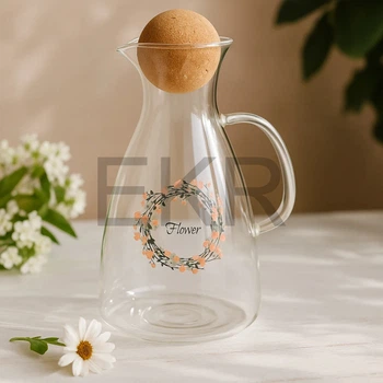 Скляний графін Flower з круглою пробкою, 1700 мл, прозорий (992-524)
