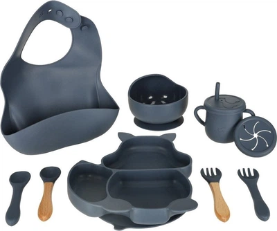 Набір посуду для годування дітей Ikonka темно-синій 9 елементів (5903039751125)