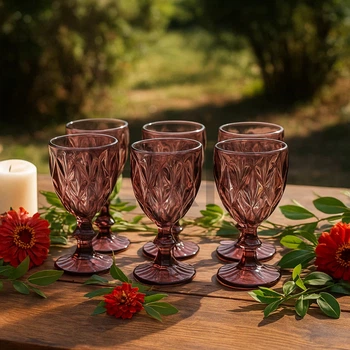 Келихи для вина зі скла 6 шт Glassware 320мл Червоний EK 9004
