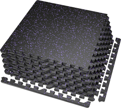 Мат-пазл DualMat 60×60×2 см (чёрный/фиолетовые вкрапления) — 1 шт