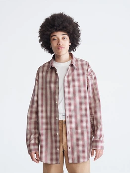 Рубашка хлопковая оверсайз мужская Calvin Klein 45792255 M Красная (1159783803)