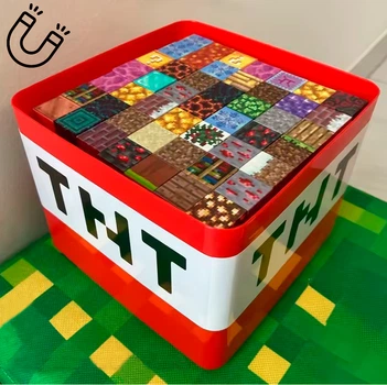 Магнитный конструктор 160 блоков + 1 фигурка Магнитные блоки в стиле Minecraft в подарочном боксе