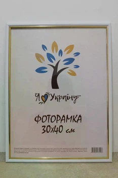 Фоторамка Алан 30х40 см біла із золотою вставкою, багет 1515 Скло
