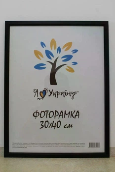 Фоторамка Алан 30х40 см чорна без золотої вставки, багет 1511 Оргскло