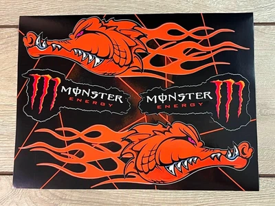Наклейки Monster Energy Crocodile Крокодил Дракон пак наклейок вінілових для Мото скутер мопед . Цвет оранжевый