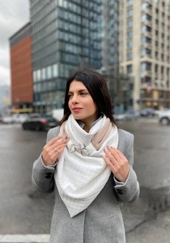Жіночий 2-сторонній трикотажний шарф, молочний "Единбург" від My scarf, на кільцях, снуд, бактус