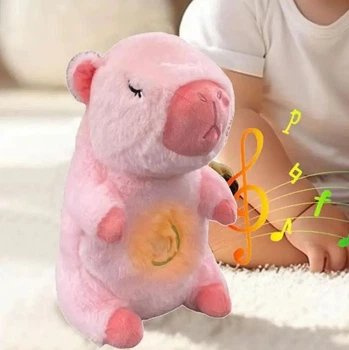 Інтерактивна дихаюча Капібара Snuggle Pulse CapyBuddy 30х15х10 см м'яка музична на 3 батарейках AA рожева