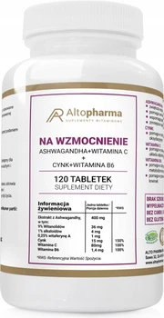 Дієтична добавка Alto Pharma Зміцнення Ашваганда + Вітамін С + Цинк + Вітамін В6 120 таблеток (5903715549565)