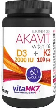 Suplement diety Vitadiet Akavit Witamina D3 2000 IU + K2 100 µg 60 kapsułek (5900425006098)