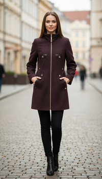 Пальто VOLANGE 42 Коричневий (DS-0923-Dark-brown)