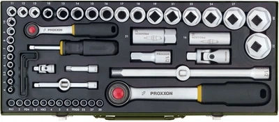 Zestaw kluczy nasadowych Proxxon 1/4 1/2 z grzechotkami 56 szt. 23040 (2000508106653)