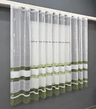 Тюль сетка VR-Textil Juli № 1875т Арка на кухню цвет белый с салатовым 200х145 см (53-0150)