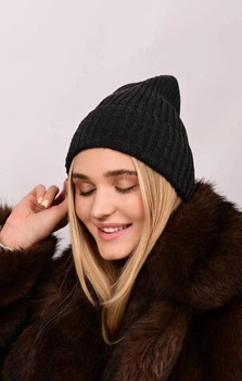 Шапка жіноча трикотаж машинна в’язка 391037 One Size Графіт