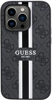 Панель Guess 4G Printed Stripes MagSafe для Apple iPhone 15 Pro Max Black (3666339209742)
