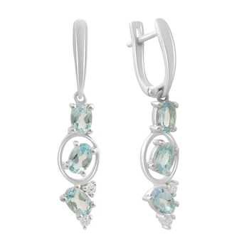 Серебряные серьги с натуральным топазом 3.367ct (2194538)