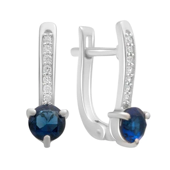 Серебряные серьги с сапфиром nano 0.899ct, фианитами (2195016)