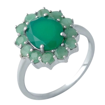 Срібне кільце з натуральним смарагдом 4.084ct, вага виробу 3,63 г (1990124)