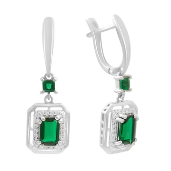 Серебряные серьги с изумрудом nano 2.367ct (2197423)