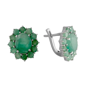 Серебряные серьги с натуральным изумрудом 8.02ct (2065135)