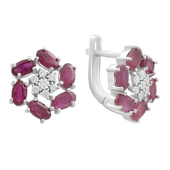Серебряные серьги с натуральным рубином 4.27ct (2187899)