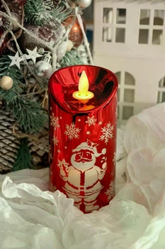 Светодиодная свеча новогодняя с подвижным вогновником 15 см (красный)