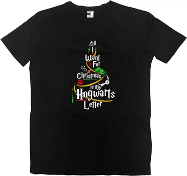 Футболка Преміум Чоловіча Hogwarts Letter For Christmas (Harry Potter) Розмір Xs Чорний
