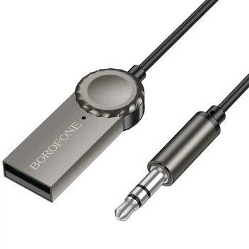 FM-трансмітер модулятор BOROFONE BC56 Car Bluetooth 5.0 1м AUX гарнітура в машину Сірий