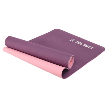 Коврик для фитнеса двухслойный TPE Zelart Yoga Mat 7675 размер 183x61x0,6см Violet-Pink