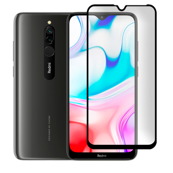 Защитное стекло матовое для телефона Xiaomi Redmi 8 противоударное полноэкранное черное