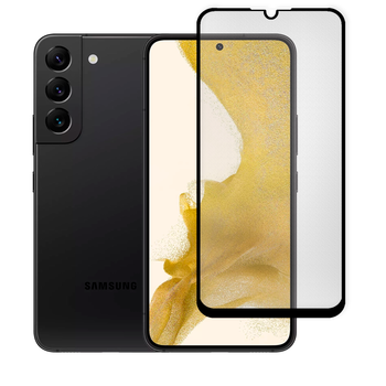 Защитное стекло матовое для телефона Samsung Galaxy S22 (SM-S901B) противоударное полноэкранное черное
