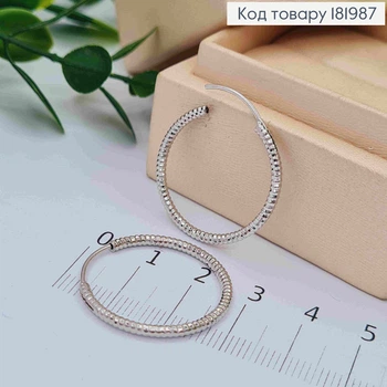 Серьги кольца родованные грани, диаметр 2,6см, Xuping