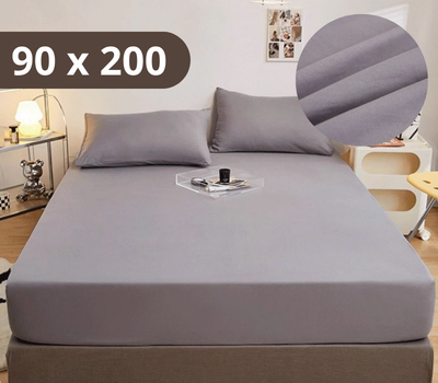 Простыня на резинке Softable Fabric 90×200 — мягкая, плотная, комфортная, серый (KT7006004)