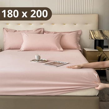 Простыня на резинке Softable Fabric 180×200 + 2 наволочки — мягкая, плотная, комфортная, розовый (KT7006023)